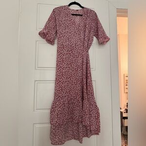 Floral Pink Wrap Dress